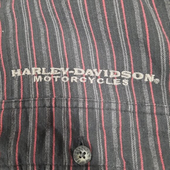 Harley Davidson Men's Pocketed Long Sleeve Button Shirt Size 3XL Pinstripes Big - Picture 2 of 9